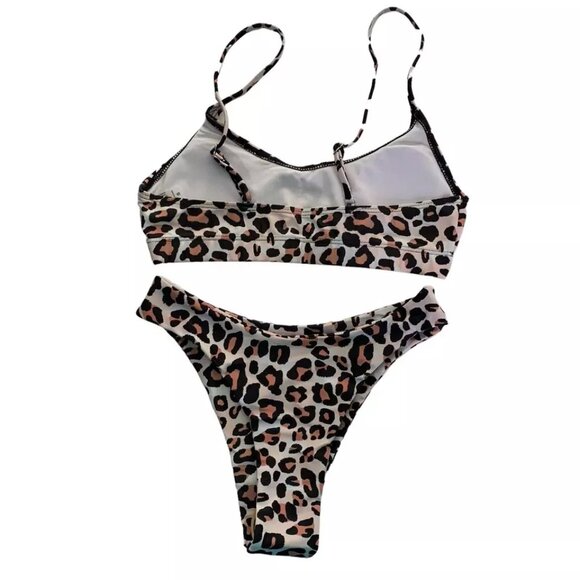 SweatyRocks Leopard Print Bikini Set Swimsuit Size Small Adjustable Straps - Picture 4 of 9